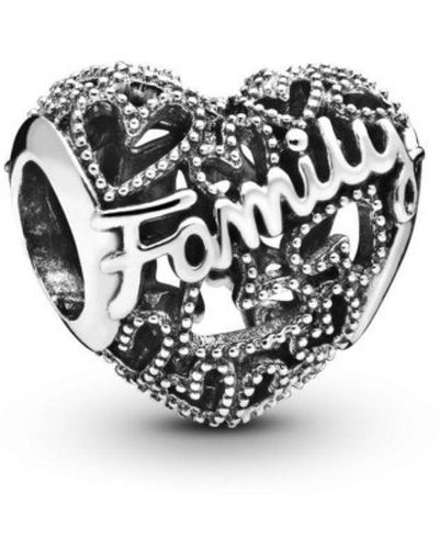 PANDORA Moments Sterling Silver Family Heart Bracelet Charm - Black