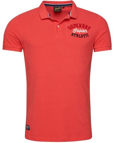 Superdry Geborduurd Poloshirt Voor - Rood