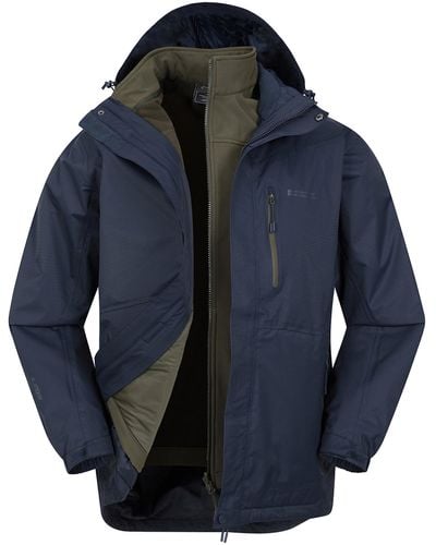 Mountain Warehouse Braken Extrem giacca impermeabile 3 in 1 Uomo- ideale per campeggi invernali Indaco XL - Blu