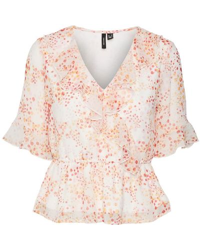 Vero Moda Vmdora Kaya 2/4 Wrap Top Wvn Ga - Bianco