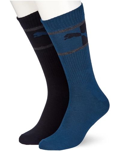 PUMA Blocked Socks Lot de 2 Paires de Chaussettes à Logo - Bleu