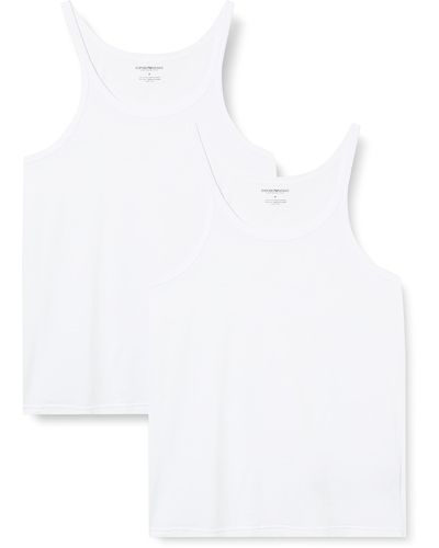Emporio Armani Underwear 2-Pack Tank Pure Cotton Haut de Pyjama - Blanc