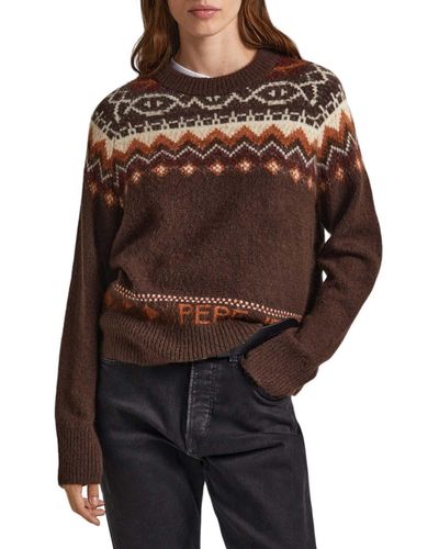 Pepe Jeans Elda Un Sweatshirt Pullover - Marron