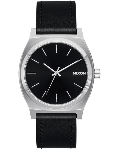 Nixon Analog Japanisches Quarzwerk Uhr mit Leder Armband A1373-625-00 - Schwarz