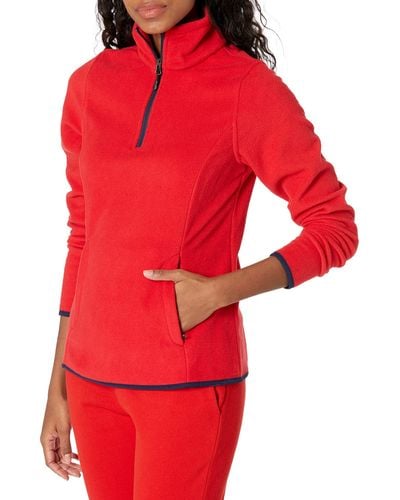 Amazon Essentials Classic-fit Long-sleeve Quarter-zip Polar Fleece Pullover Jacket - Red