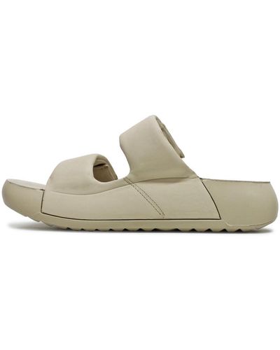 Ecco Cozmo Platform Beige Leather S Slide Sandals 206663-01378 - Black