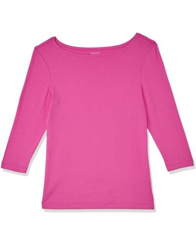 Amazon Essentials Slim-fit 3/4 Sleeve Solid Boat Neck T-shirt - Pink