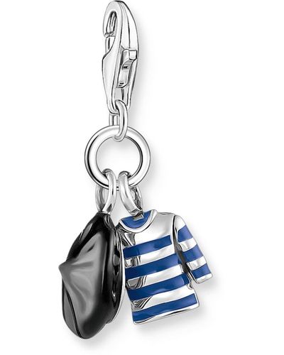 Thomas Sabo Silver Charm Pendant With Beret Hat And Breton Shirt 925 Sterling Silver - Blue