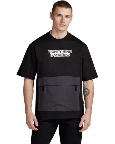 G-Star RAW Camiseta Fabric Mix Boxy Para Hombre - Negro