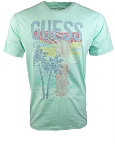 Guess S Ss Cn Palm Embroidered T-shirt - Green