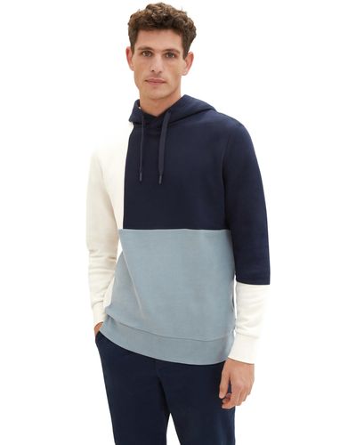 Tom Tailor Hoodie Sweatshirt mit Colorblocking - Blau