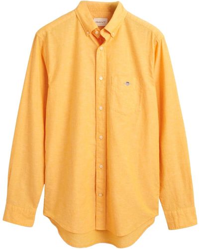 GANT Reg Cotton Linen Shirt - Yellow