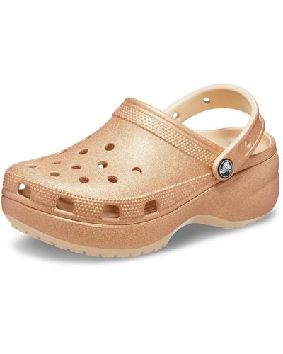 Crocs™ Classic Platform Glitter Clog Shitake Size 8 Uk - Natural
