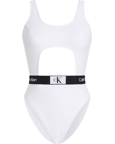 Calvin Klein Badeanzug One Piece Cut Out - Weiß