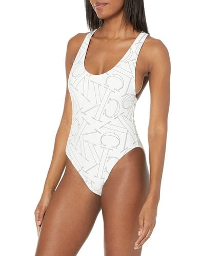 Calvin Klein Standard Racerback Removable Cups One Piece - White