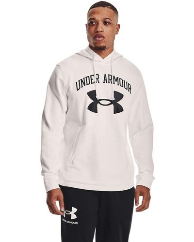 Under Armour UA Rival Big Logo Hoodie aus French Terry Weiß MD