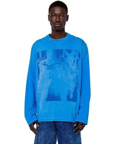 DIESEL Langarm-T-Shirt mit Foto-Print - Blau
