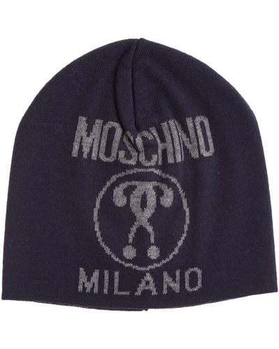 Moschino Mütze Logo Blau Navy Grau