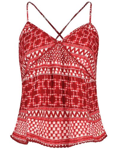 Superdry Printed Woven Sleeveless T-shirt Xs Red