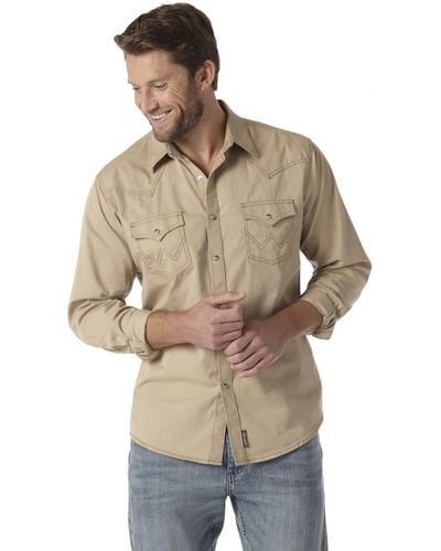 Wrangler Mens Retro Two Pocket Long Sleeve Snap Button Down Shirt - Multicolor
