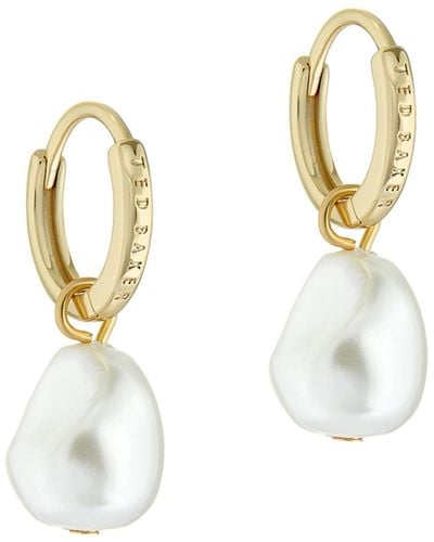 Ted Baker Periaa Pearly Chain Huggie Earrings - White