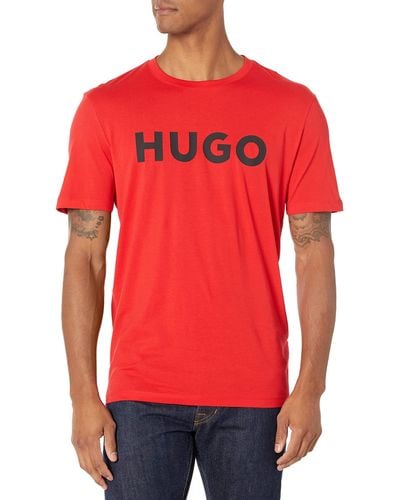 HUGO Print Logo Short Sleeve T-shirt - Red