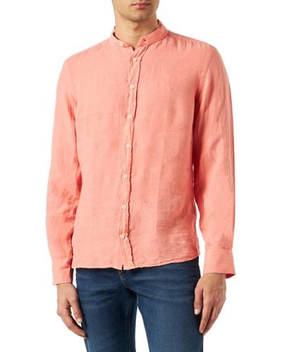 Hackett Garment Dyed Linen P Shirt - Red