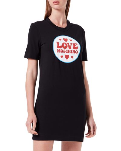 Love Moschino T-shape Dress Patch Print - Black