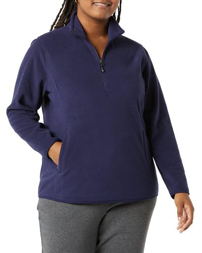 Amazon Essentials Langärmelige Pulloverjacke Aus Polarfleece Mit Viertelreißverschluss - Blau