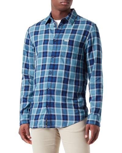 Wrangler LS 1 Pkt Shirt Maglietta - Blu