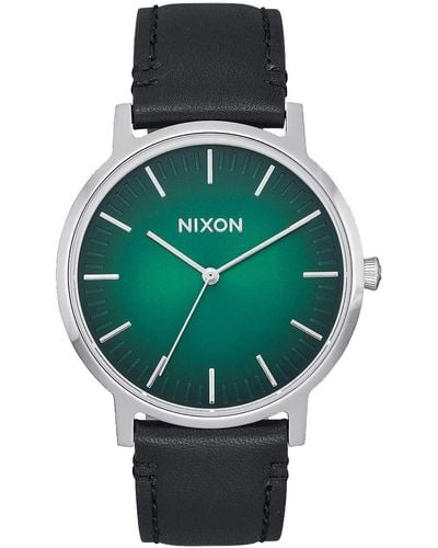 Nixon Porter Leather 40mm Green Ombre / Black S Watch