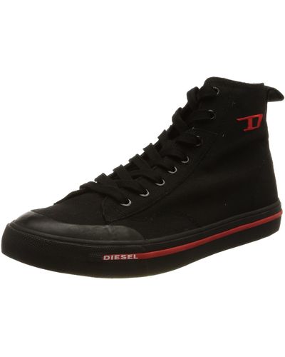 DIESEL Sneaker alte in tela con patch ovale - Nero