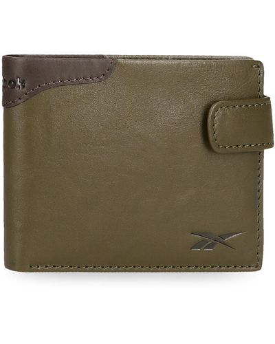 Reebok Club Horizontal Wallet With Click-closure Green 11 X 8.5 X 1 Cm Leather
