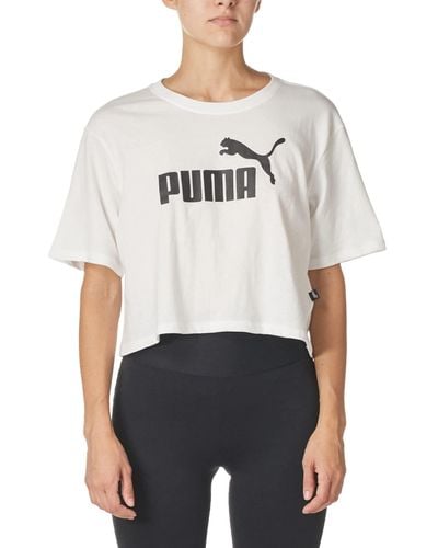PUMA Plus Size Essential Cropped Logo Tee - White