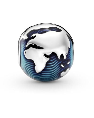 PANDORA Globe Clip Charm - Blau