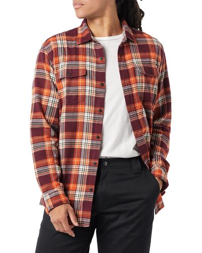 Amazon Essentials Regular-fit Long-sleeve Two-pocket Flannel Shirt - Red