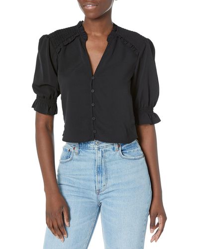 French Connection Crepe Light Cropped Top - Black