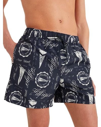 Tommy Hilfiger S 'essential' Floral Print Swim Shorts - Blue