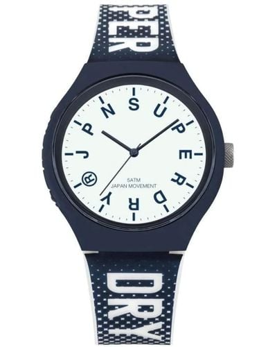 Superdry Analog Quarz Uhr mit Silikon Armband SYG224U - Blau