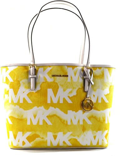 Michael Kors Jet Set Travel Medium Carryall Tote Shoulder Bag Purse Handbag - Yellow