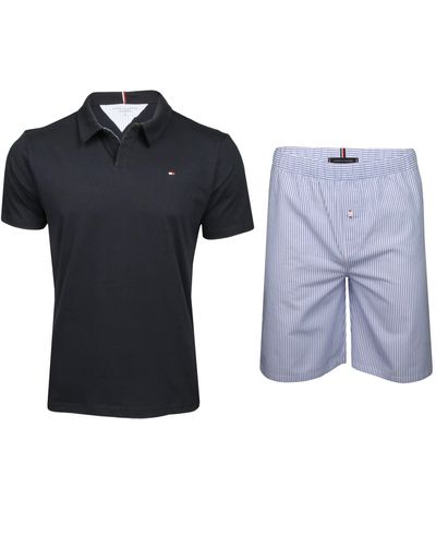Tommy Hilfiger S T-shirt & Ithaca Stripes Woven Shorts Pyjama/set - Blue