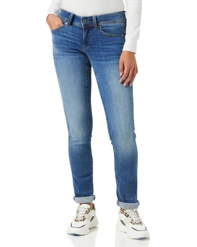 G-Star RAW Midge Saddle Mid Waist Straight Jeans - Blu