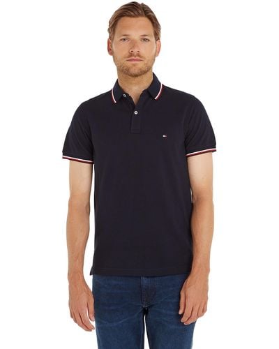 Tommy Hilfiger Hombre Polo de ga Corta Core Tommy Tipped Slim Fit - Azul