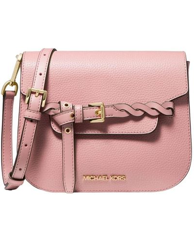 Michael Kors Emilia Small Pebbled Leather Saddle Crossbody - Pink