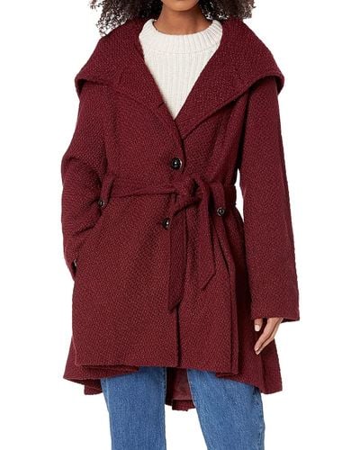 Steve Madden Single Breasted Wool Coat - Red