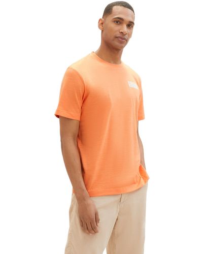 Tom Tailor Basic Crew-neck T-Shirt mit Struktur - Orange