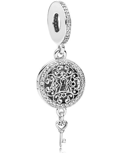 PANDORA Charm Pendant In Sterling Silver Key Of Real Love - Metallic