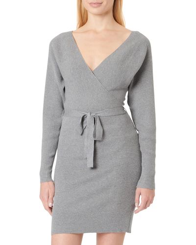 Vero Moda Vmhollyrem LS V-Neck Dress Ga Noos Vestito - Grigio