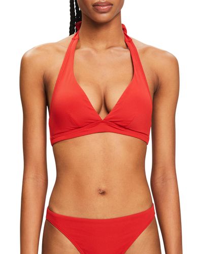Esprit Wattiertes Neckholder-Bikinitop - Rot