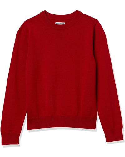 Amazon Essentials Jersey de Uniforme de Algodón con Cuello Redondo Niño - Rojo